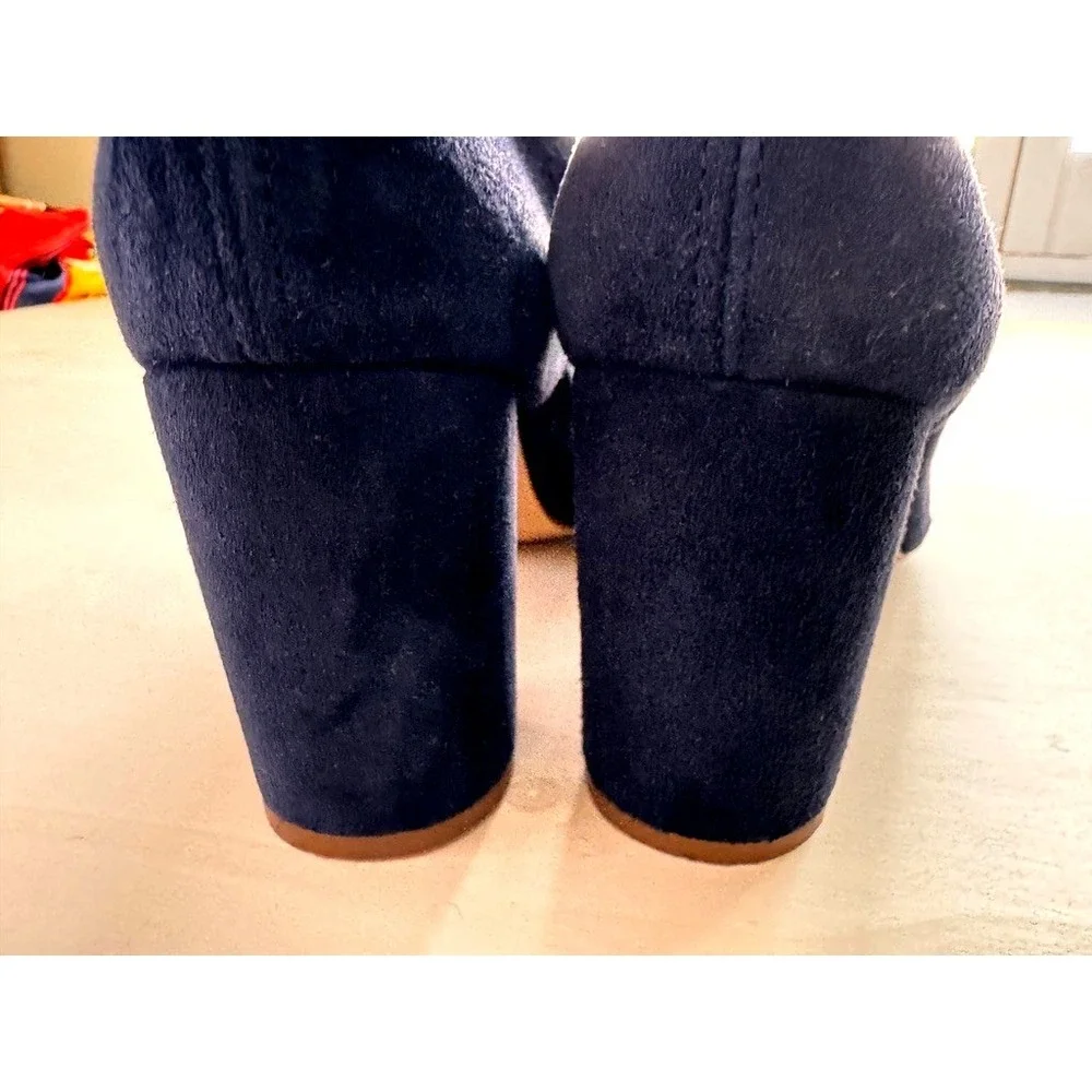 Kurt Geiger Ruffle Suede Ankle Sock Boots Black Block Heel Bootie Elastic 39 8.5
